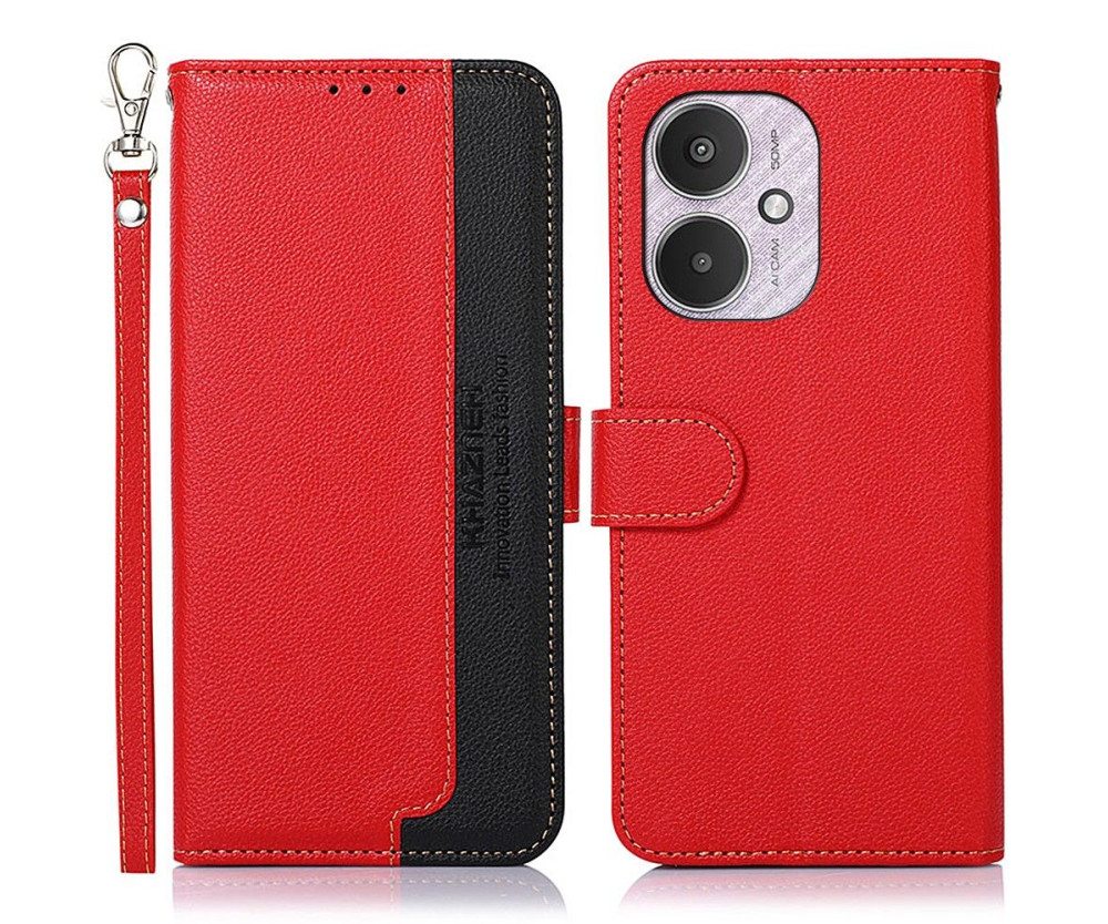 KHAZNEH Plånboksfodral till Xiaomi Redmi 13C - Röd-Svart