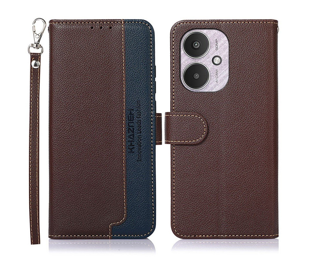 KHAZNEH Plånboksfodral till Xiaomi Redmi 13C - Brun-Blå