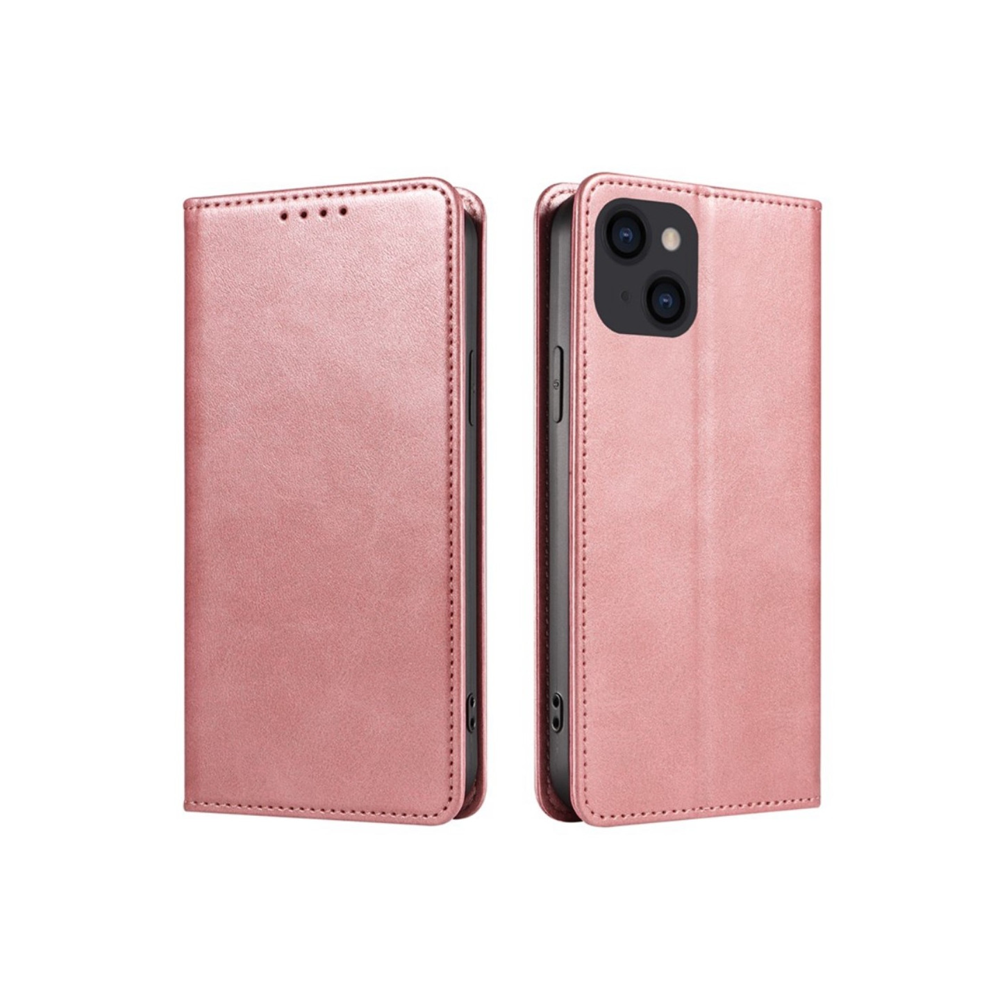 Wallet Stand Phone Case for iPhone 15 Pro Max Cell Cover - Rose Gold