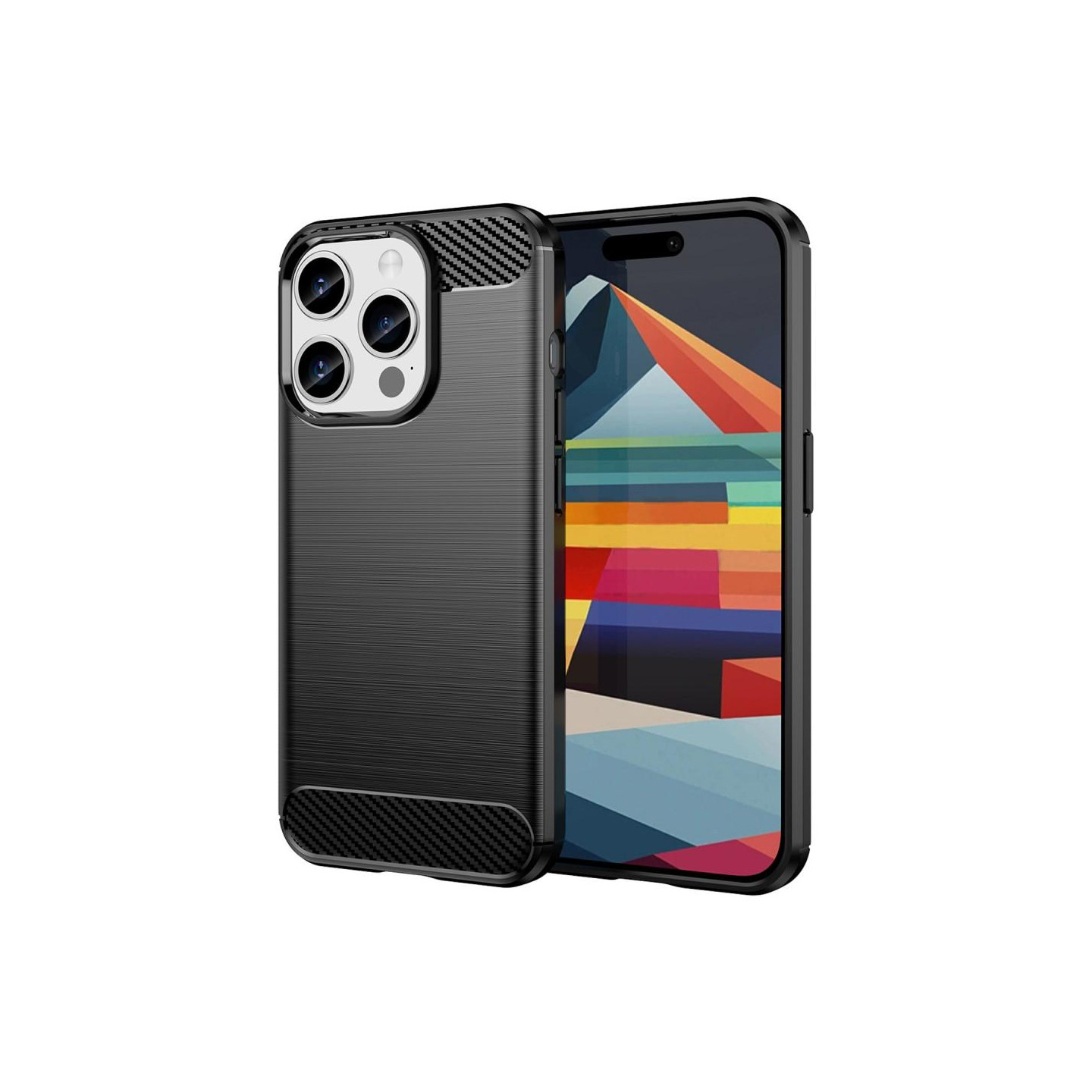 Carbon Fiber Texture TPU Cover for iPhone 15 Pro