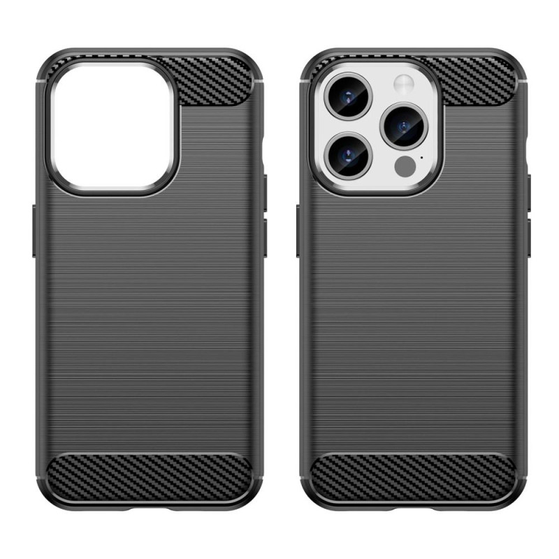 Til iPhone 15 Pro Carbon Fiber Texture Cover Bakdeksel - Svart