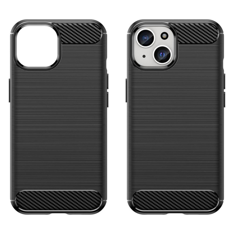 Til iPhone 15 Plus Carbon Fiber Texture Cover Bakdeksel - Svart
