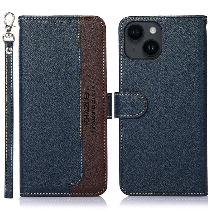 KHAZNEH Phone Cover for iPhone 15 Plus - Blue/Brown