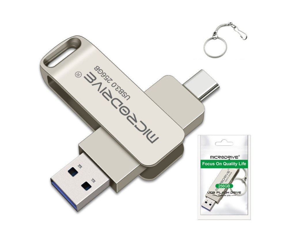 MICRODRIVE 256 GB USB-Minne 2i1 USB-A + USB-C Flash Drive 