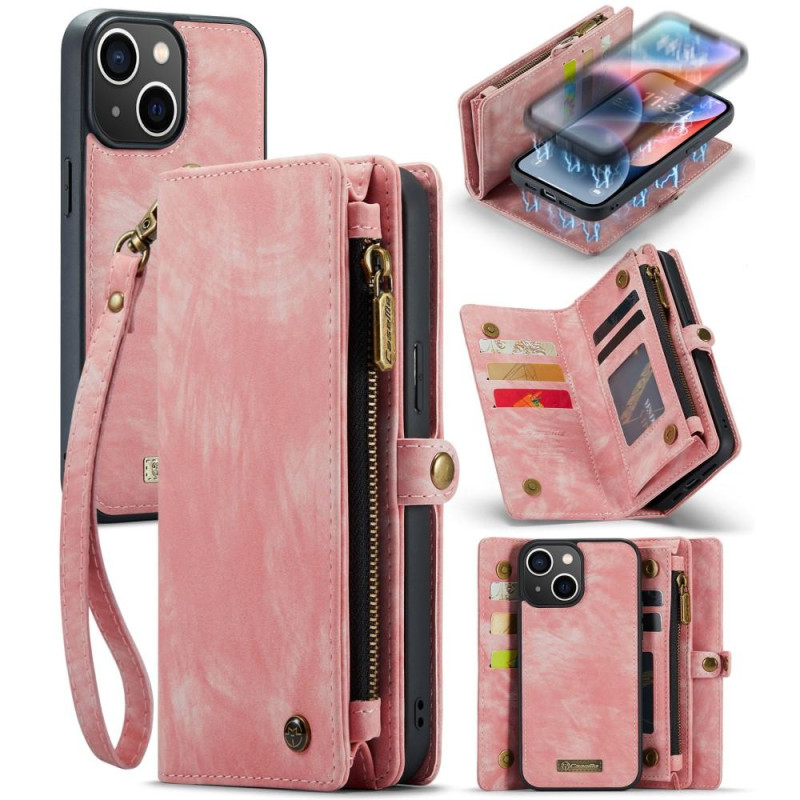 CASEME iPhone 15 Retro Lommebok - deksel - Rosa