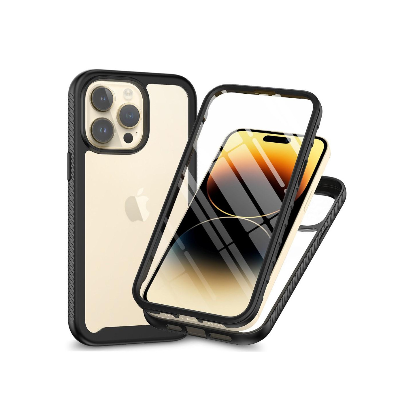 Til iPhone 15 Pro Fuld Beskyttelse Telefonetui 3 - i - 1 + Skærmbeskytter