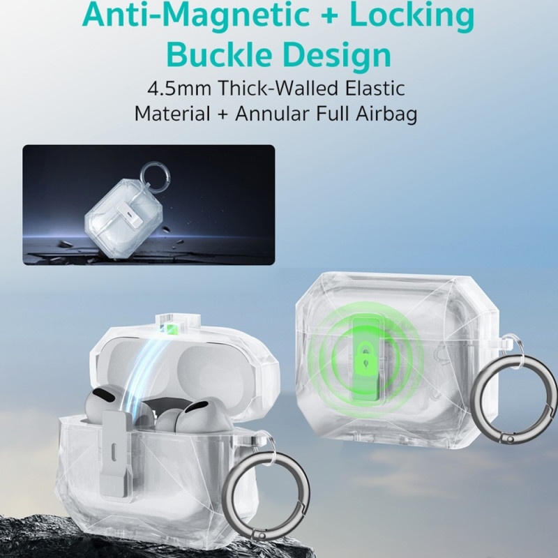 COTECI AirPods Pro 3:lle suojakuori metallikoukulla - Vaaleanpunainen