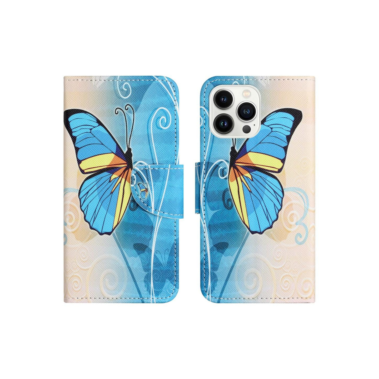 Til iPhone 15 Pro Wallet Stand Case Telefoncover - Butterfly