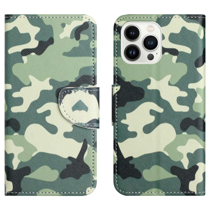 For iPhone 15 Pro Wallet Stand Case Phone Cover - Camouflage