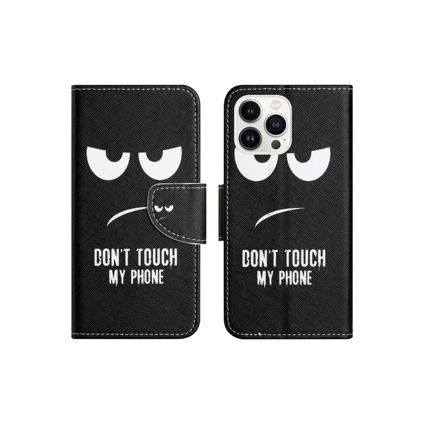 For iPhone 15 Pro Wallet Stand Case Phone Cover - Don't Touch