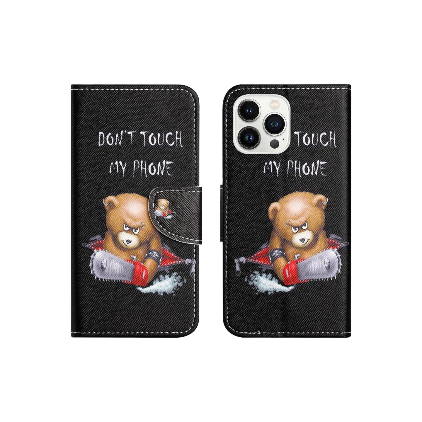 For iPhone 15 Pro Wallet Stand Case Phone Cover - Bear