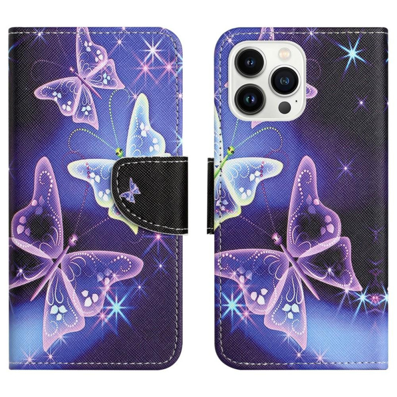For iPhone 15 Pro Wallet Stand Case Phone Cover - Butterflies