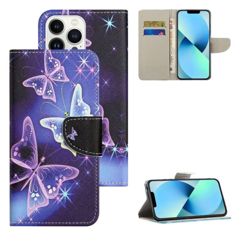 For iPhone 15 Pro Wallet Stand Case Phone Cover - Butterflies