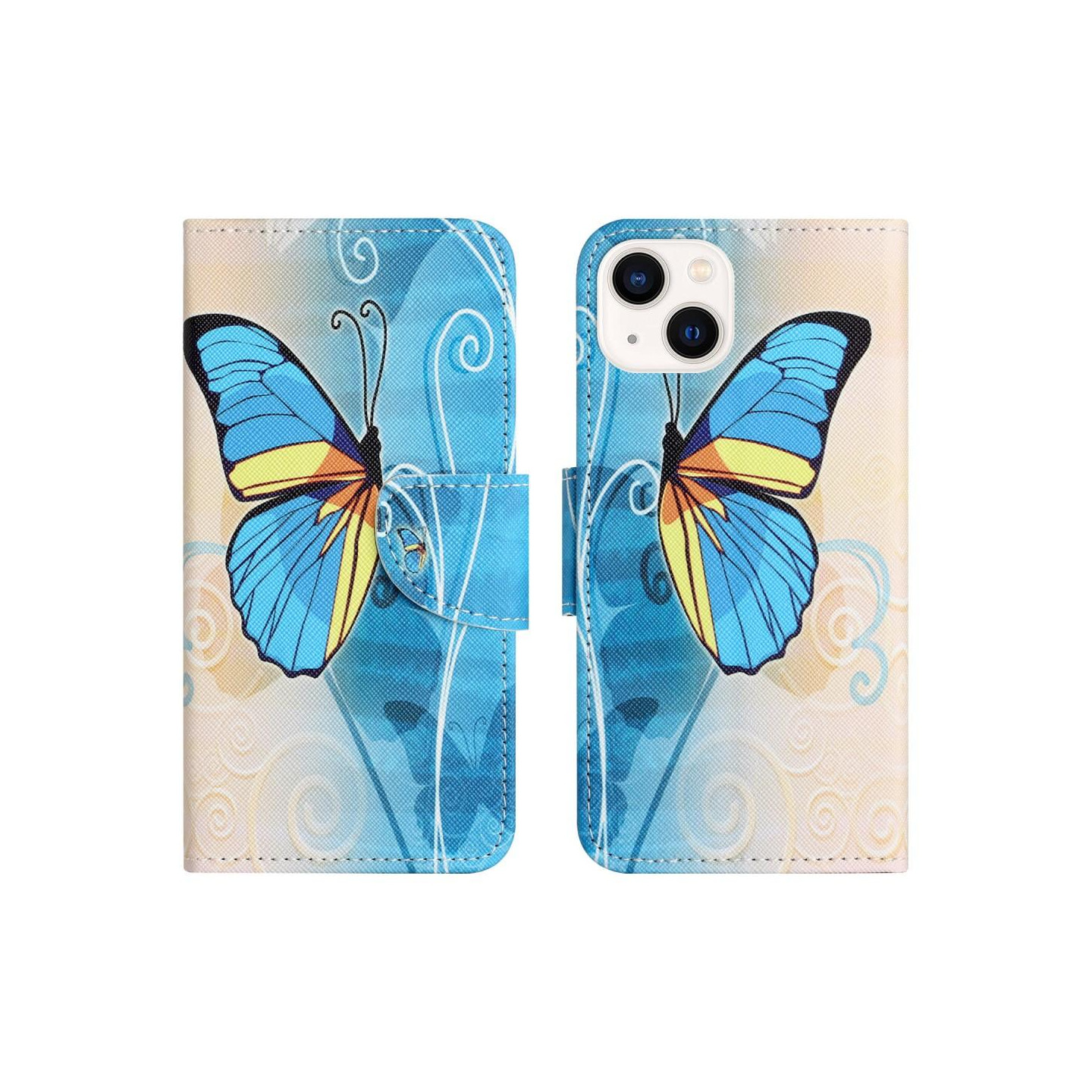 iPhone 15 Lompakkotelineen kotelo Kuviollinen puhelimen kansi - Butterfly