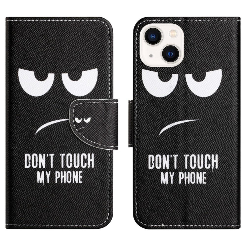 For iPhone 15 Wallet Stand Case Pattern Phone Cover - Don't Touch