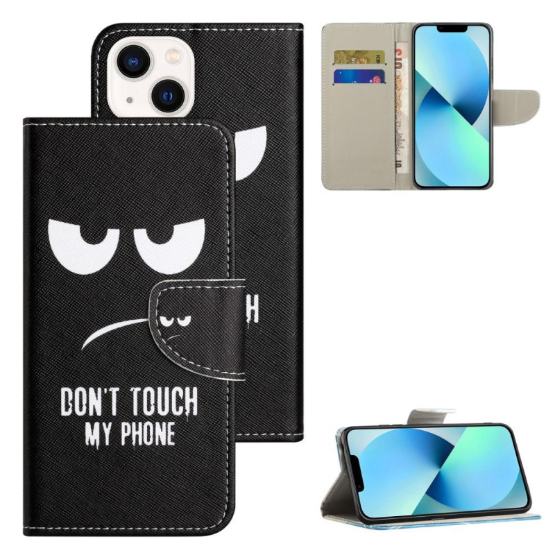 For iPhone 15 Wallet Stand Case Pattern Phone Cover - Don't Touch