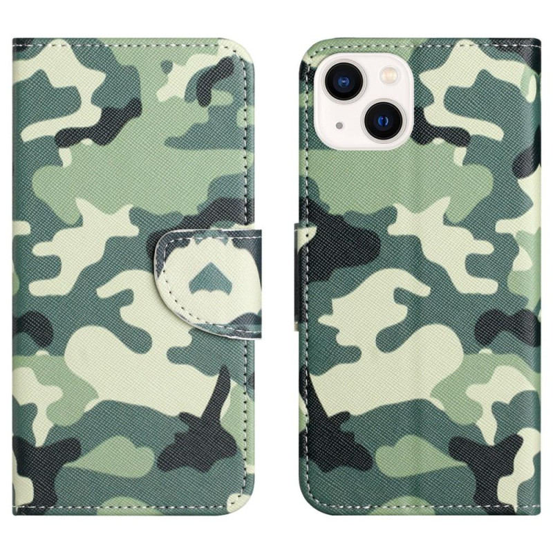 For iPhone 15 Wallet Stand Case Pattern Phone Cover - Camouflage