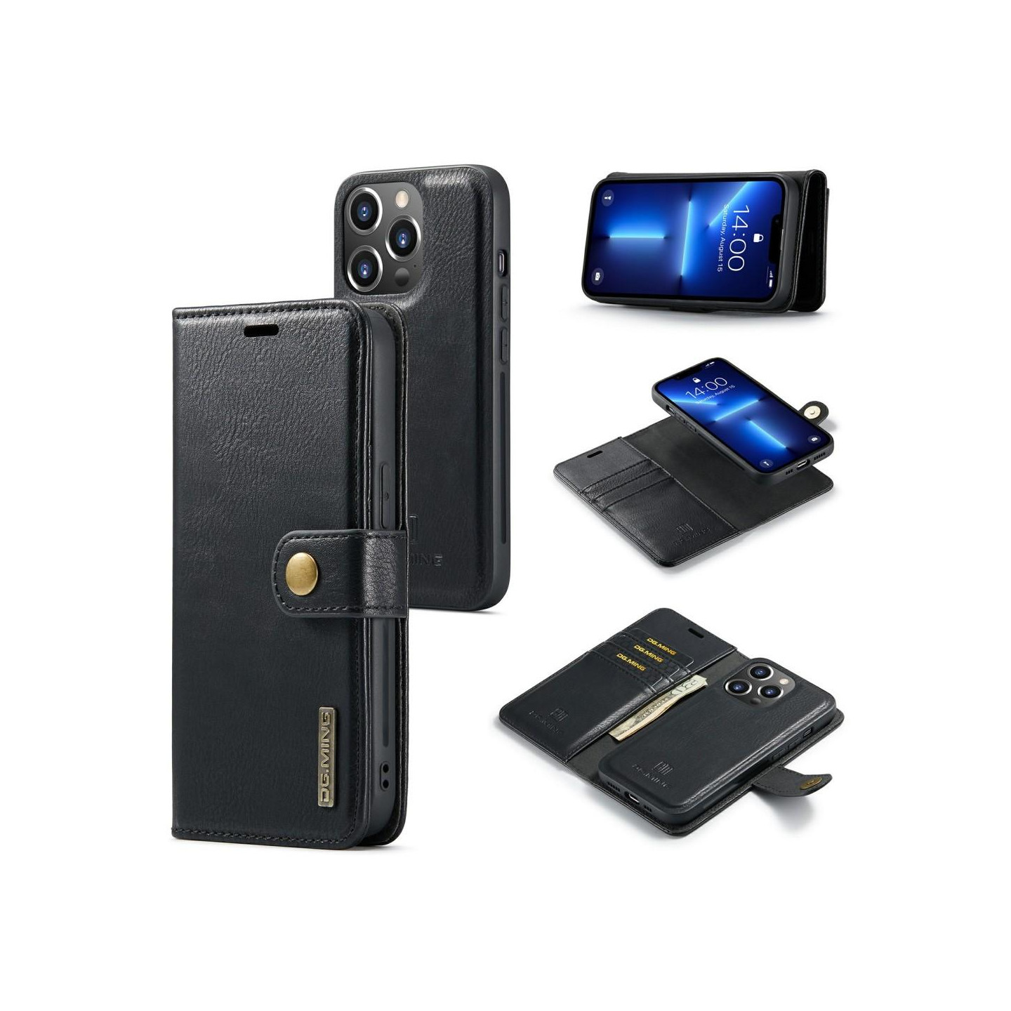 iPhone 15 Pro Max DG.MING Irrotettava 2 - in - 1 - lompakkokuori