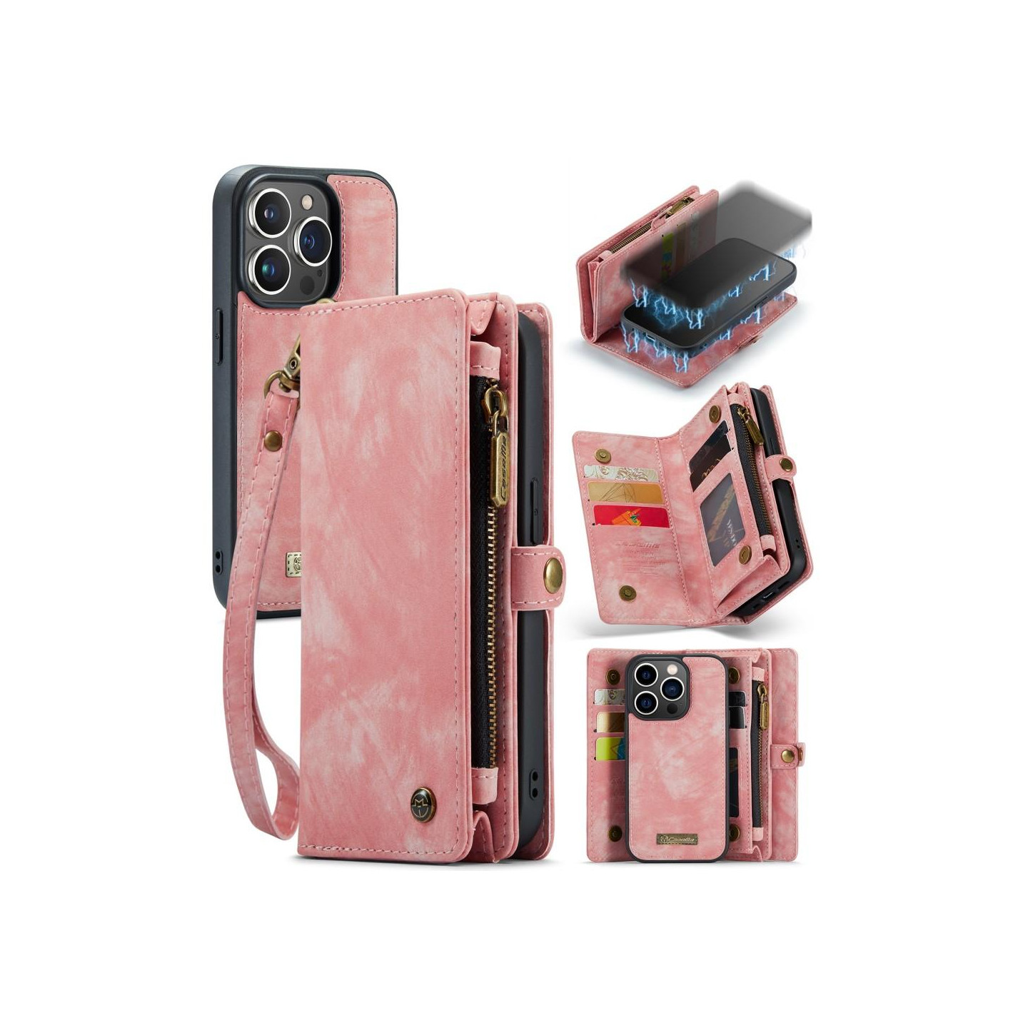 CASEME iPhone 15 Pro 2 - in - 1 Wallet Phone Shell - Pink