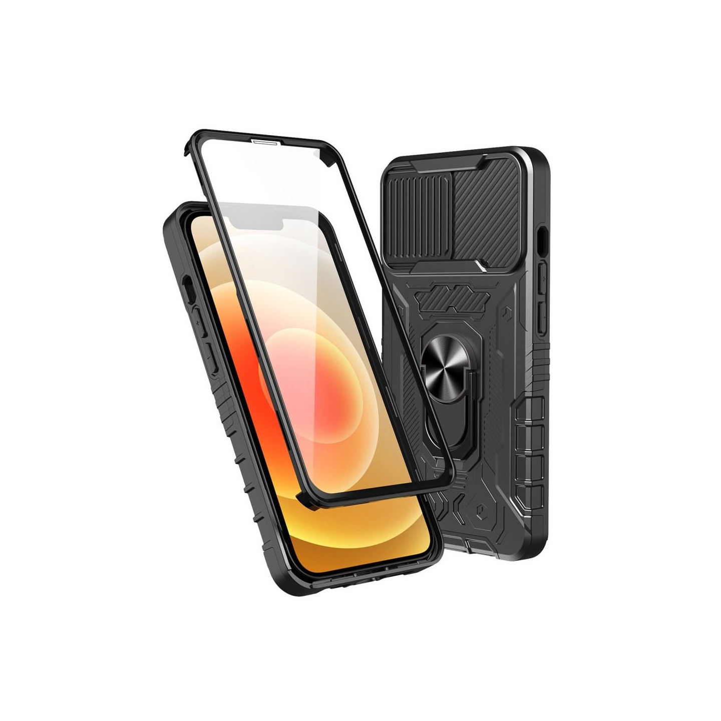 iPhone 14 Plus fuld cover TPU + PC Kickstand Telefontaske+hærdet glas