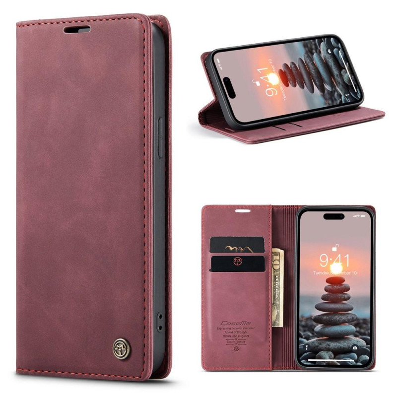 CASEME Retro Wallet Case for iPhone 15 Pro Max - Red