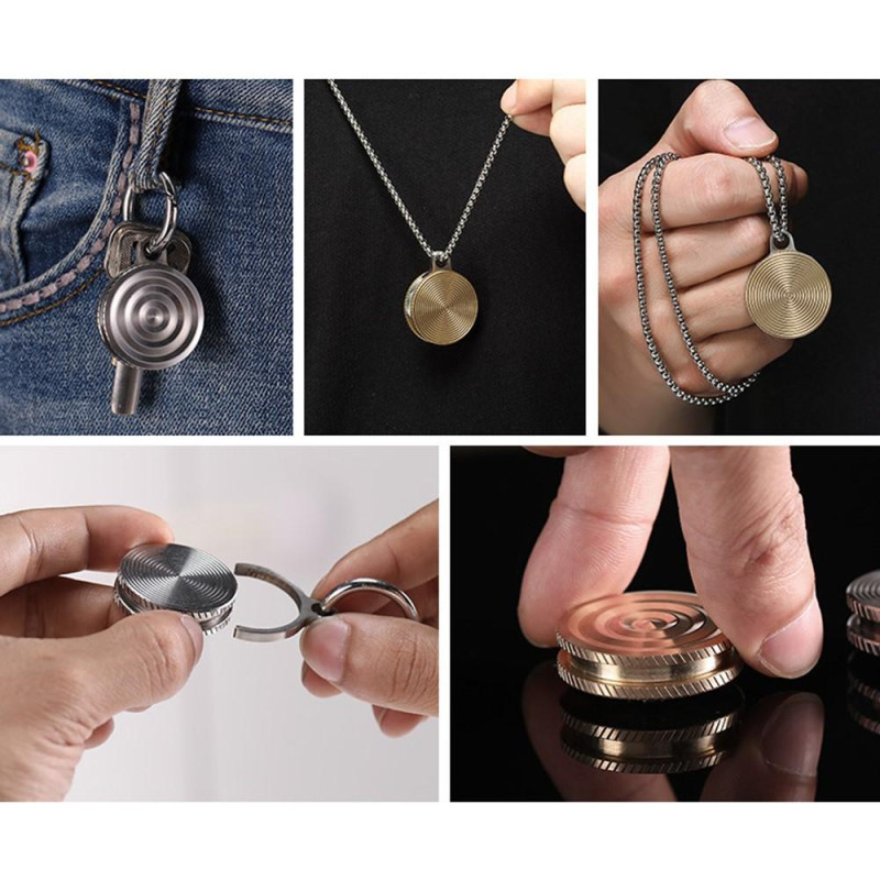 Pendant Gyro Spinner Spinning Gyroscope Fidget - Copper Stripe
