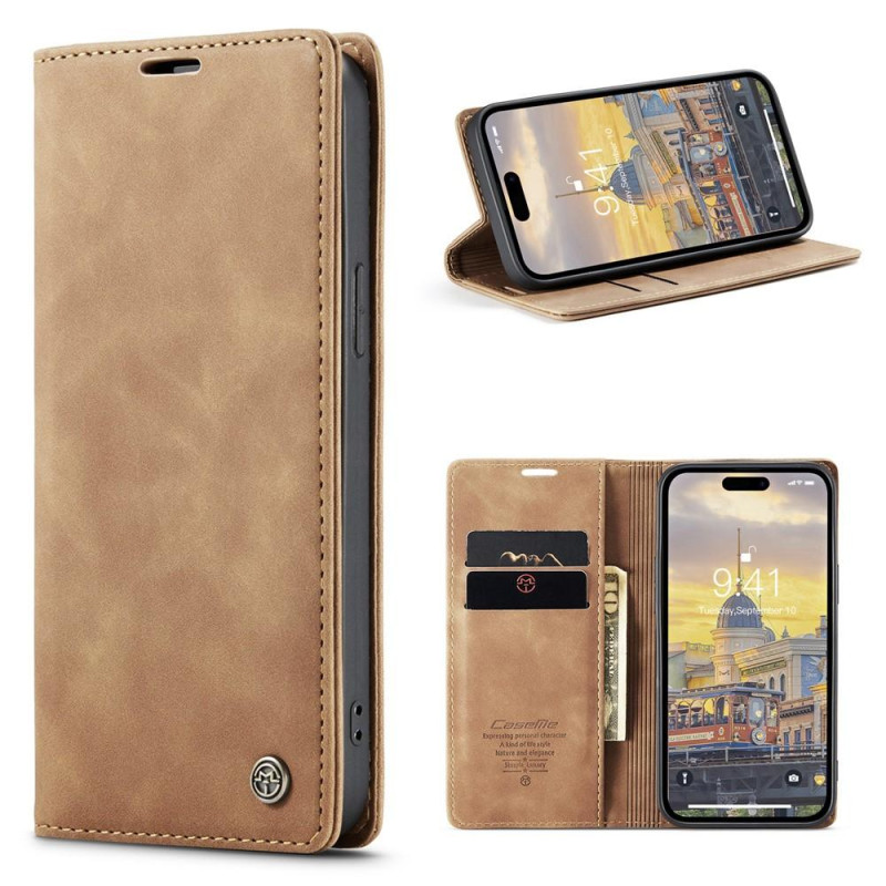 CASEME Retro Wallet Case for iPhone 15 Pro Max - Brown