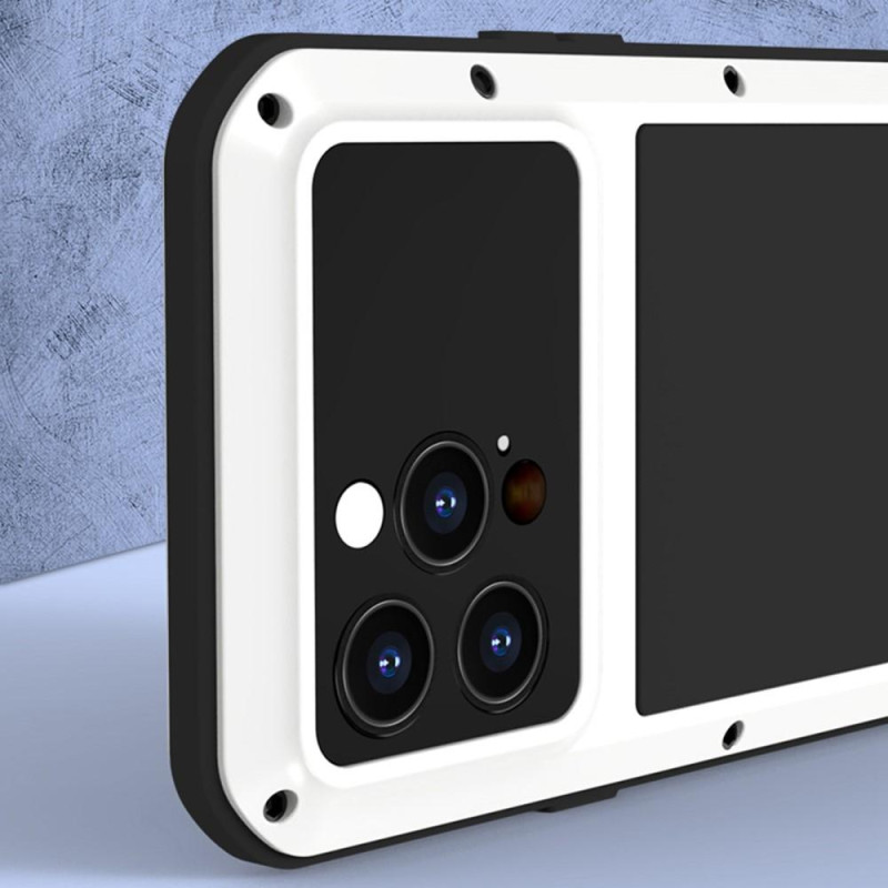 iPhone 14 Pro LOVE MEI kraftig støtsikkert deksel metall+silikon herdet glass