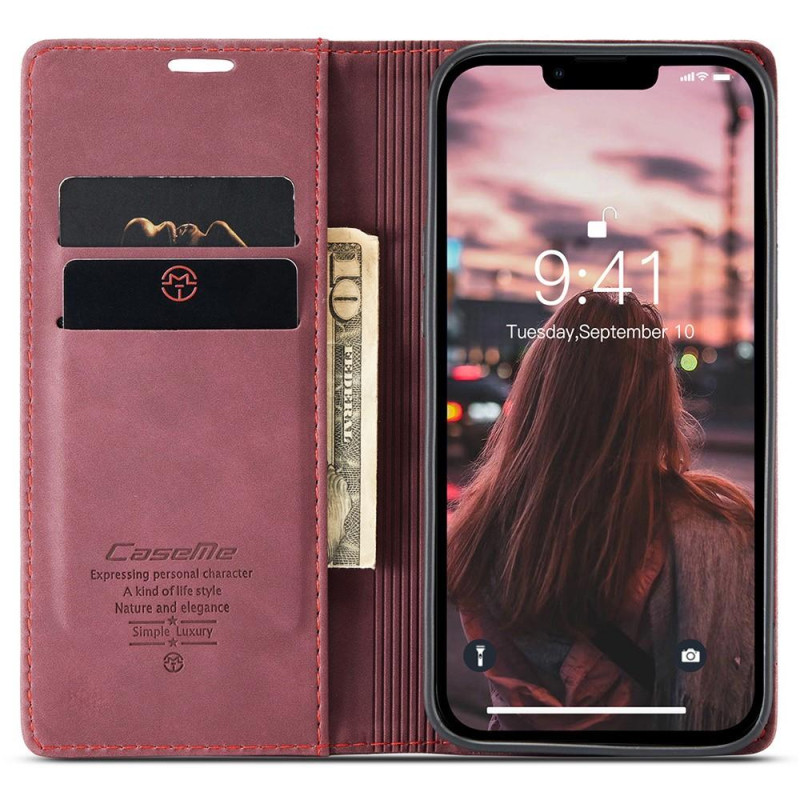 CASEME Retro Wallet Case for iPhone 15 Plus - Red
