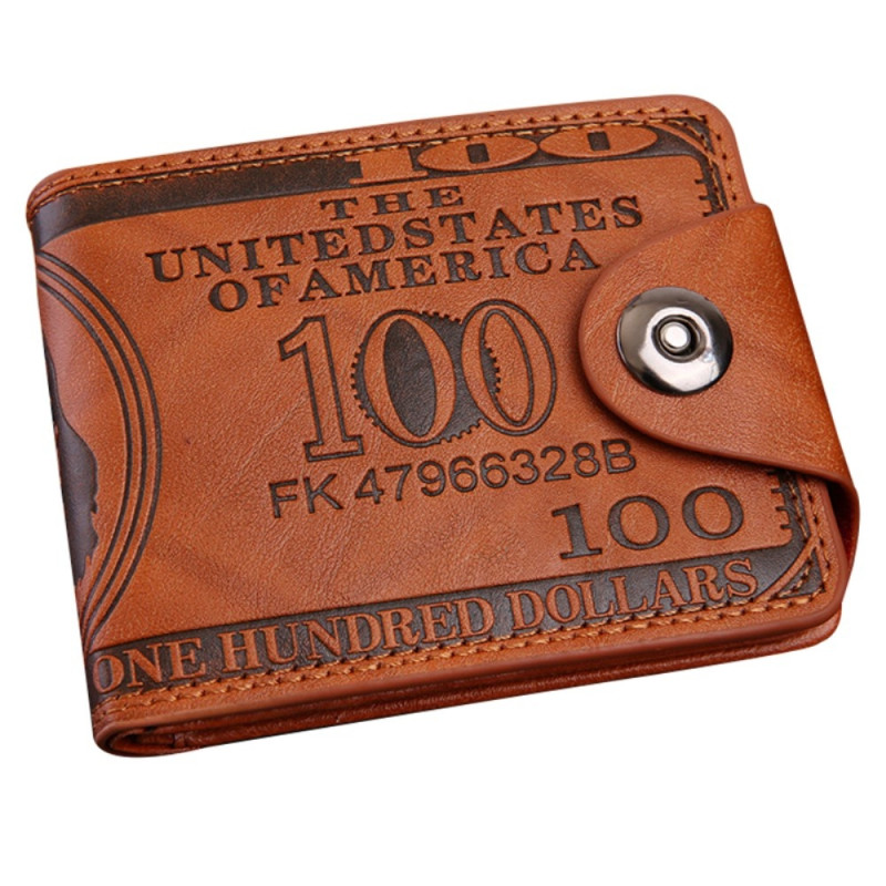 Wallet Exchange 100 Dollar Bill Money Bifold Kortholder - Brun