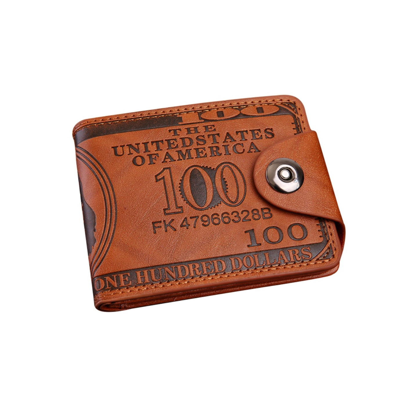 Wallet Exchange 100 Dollar Bill Money Bifold Kortholder - Brun