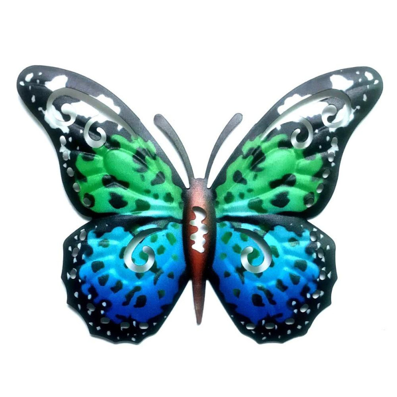 Art 3D Butterfly Wall Hanging Decor Garden Yard Home Ornament - Green - Blue