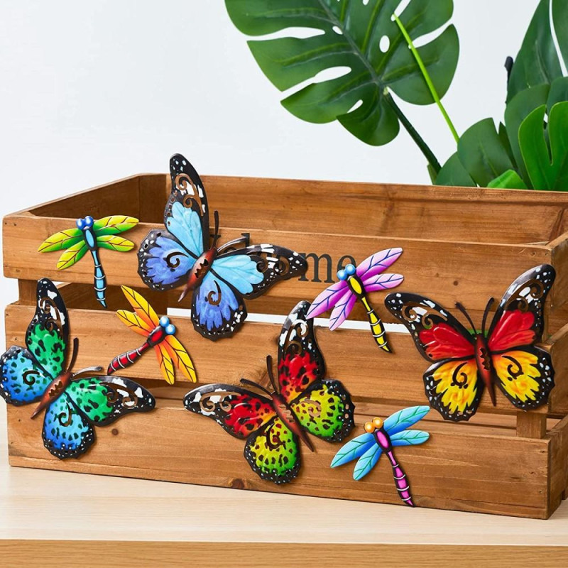 Art 3D Butterfly Wall Hanging Decor Garden Yard Home Ornament - Green - Blue
