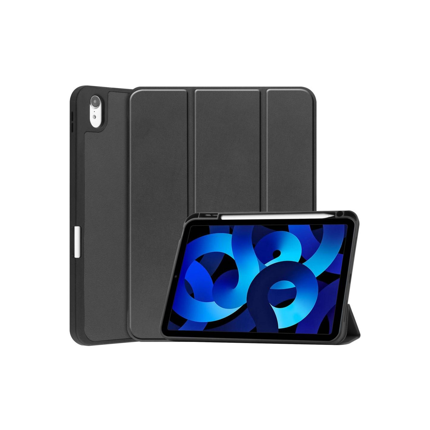 Trifoldet stativetui til iPad 10.9 (2022) Tabletcover Penslot - Sort