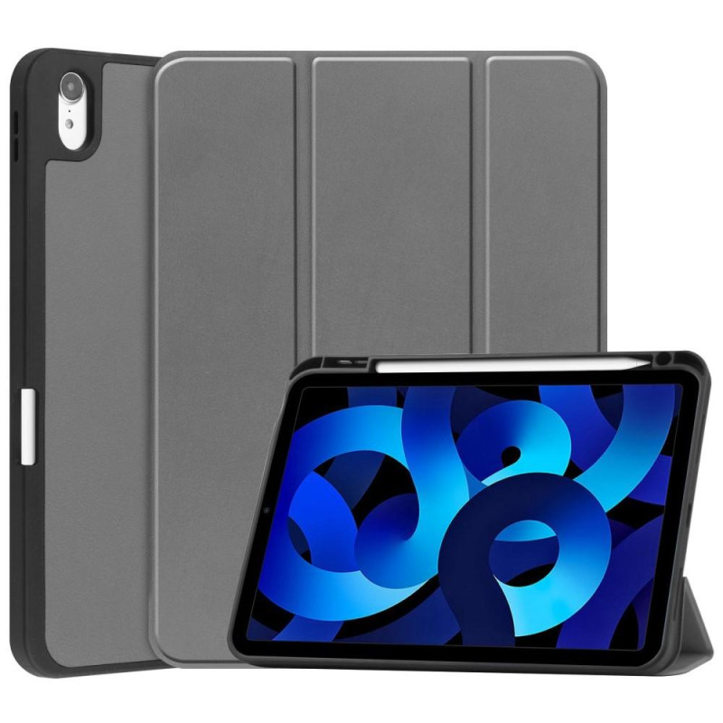 Tri - fold Stand Case for iPad 10.9 (2022) Tablet Cover Pen slot - Grey