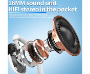 Single Ear Hook Hörlur Bluetooth 5.4 Stereo Headphone - Vit