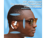 Single Ear Hook Hörlur Bluetooth 5.4 Stereo Headphone - Vit