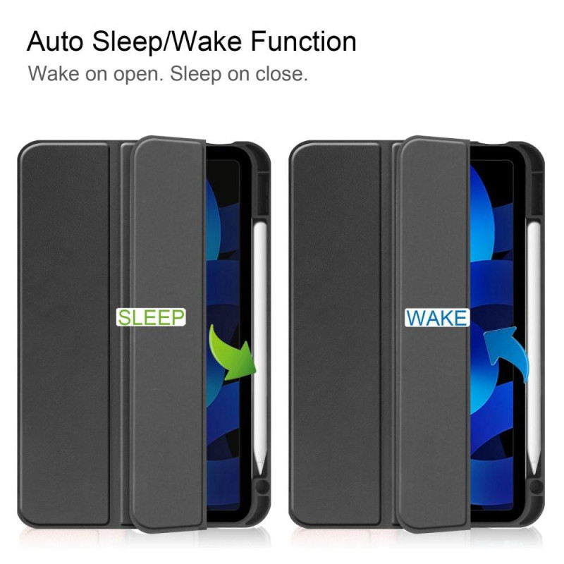 Kolminkertainen telinekotelo iPad 10.9: lle (2022) Tablet Cover Kynäpaikka - Musta