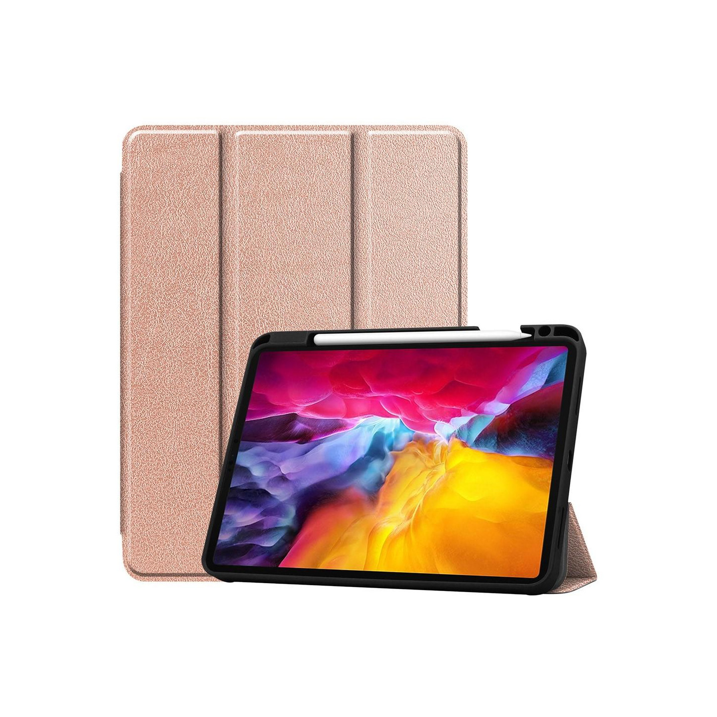 For iPad Pro 11 2021 Tri - fold Stand Tablet Case Cover - RoseGold