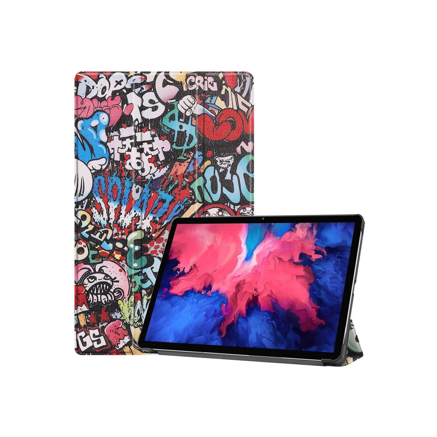 Tri - fold Stand Cover for Lenovo Tab P11 TB - J606F - Graffiti