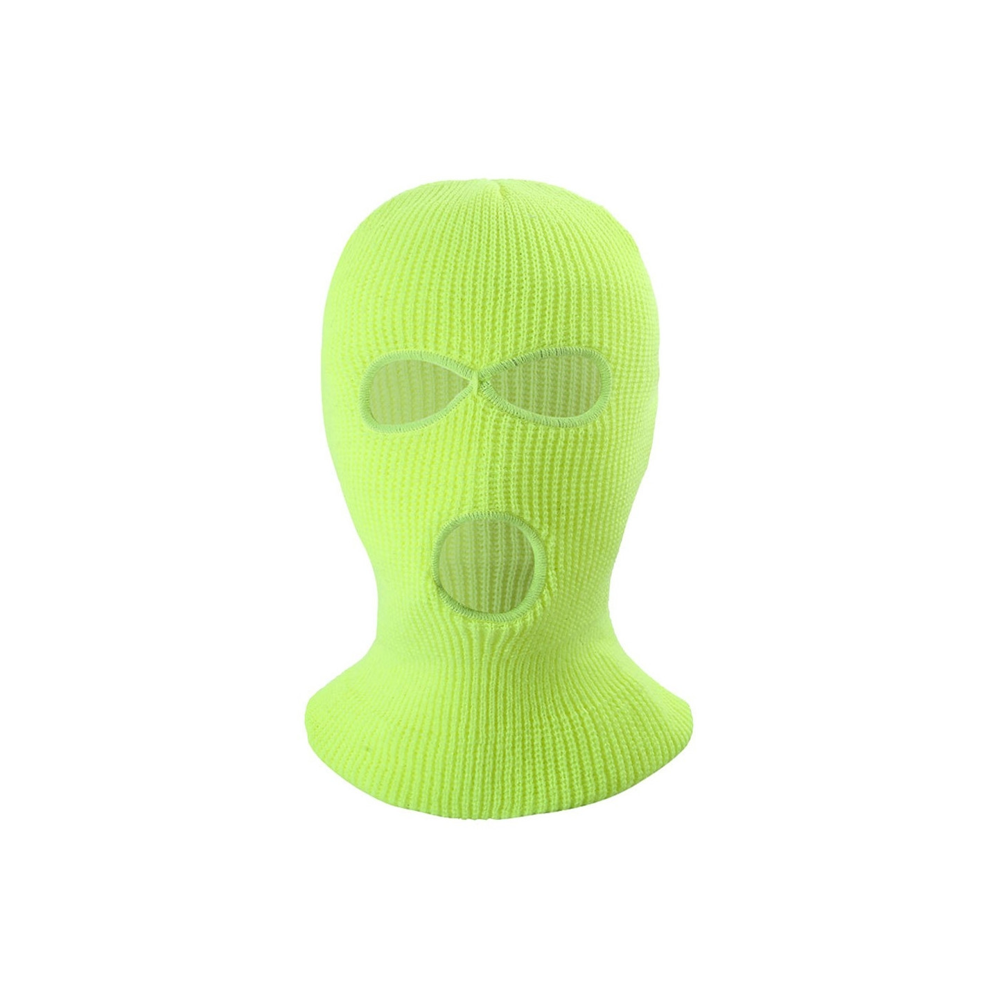 Winter Full Face Mask Three - Hole Balaclava Knitted Hat Neck Damask - Fluorescent Yellow