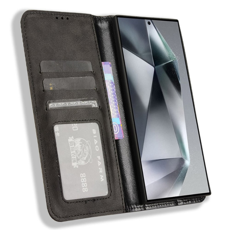 Wallet Stand Flip - telefonetui til Samsung Galaxy S24 Ultra - Sort
