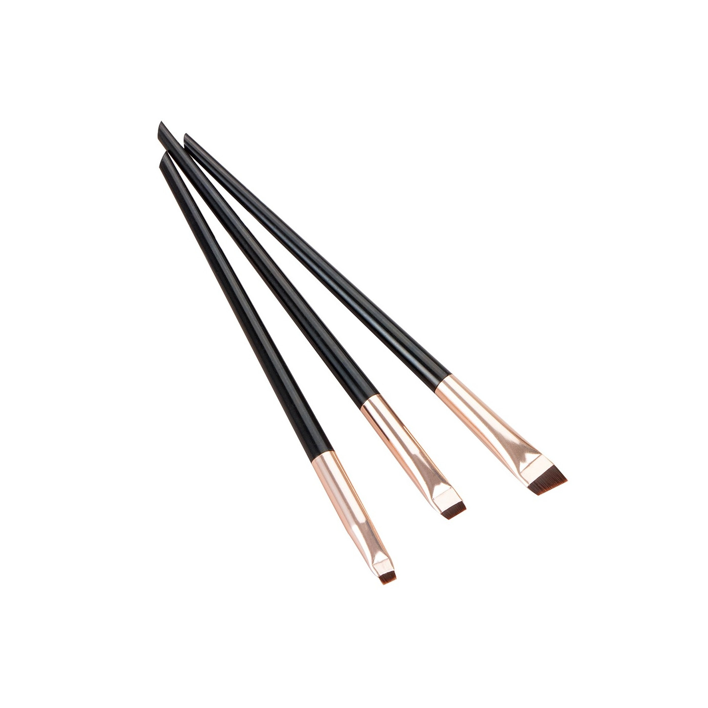 3stk sminkebørster øyenskygge eyeliner øyenbryn sminke - svart+gull