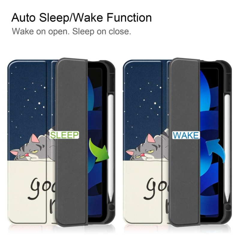 Apple iPad 10.9 2022 Trippeldeksel med smal passform Pennholder - Katt