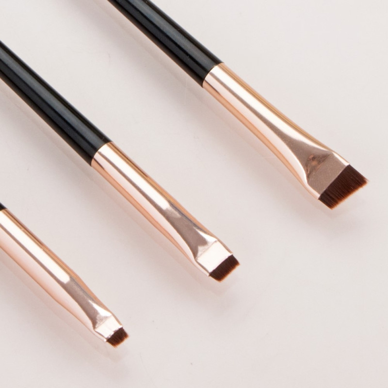 3pcs Makeup Brushes Eyeshadow Eyeliner Eyebrow Makeup - Black+Gold