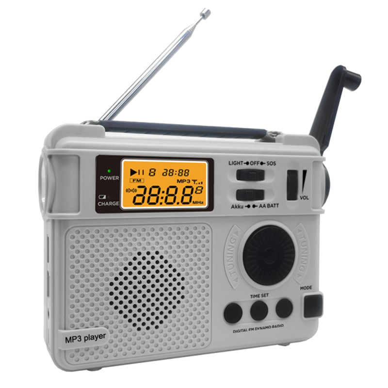 Emergency AM FM-radio Bluetooth Afspiller Håndsvinggenerator PowerBank