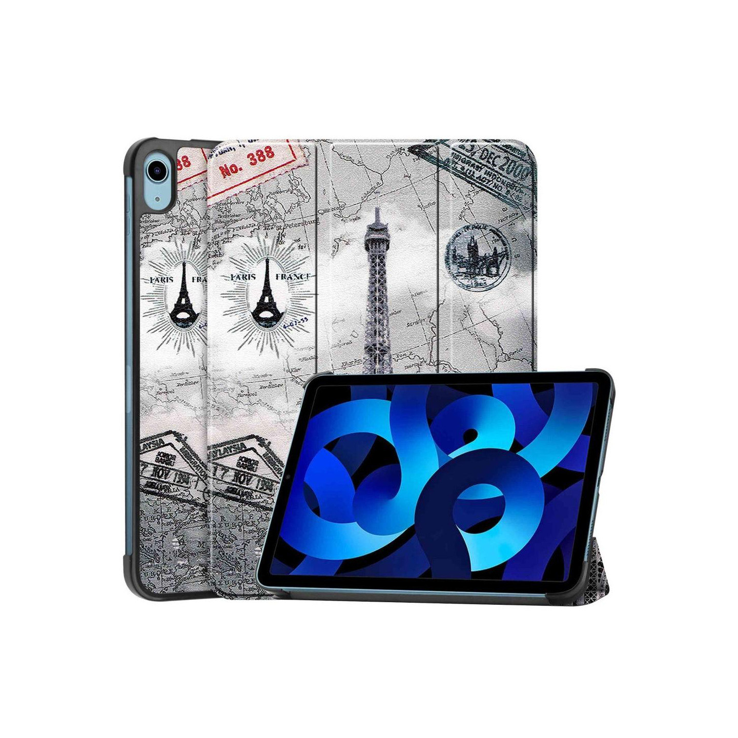 Tri - fold Stand Case for iPad 10.9 (2022) Tablet Cover - Map