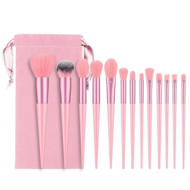 13 stk Makeup Brush Set Kosmetiske børster Soft Fiber Foundation Contour - Rosa