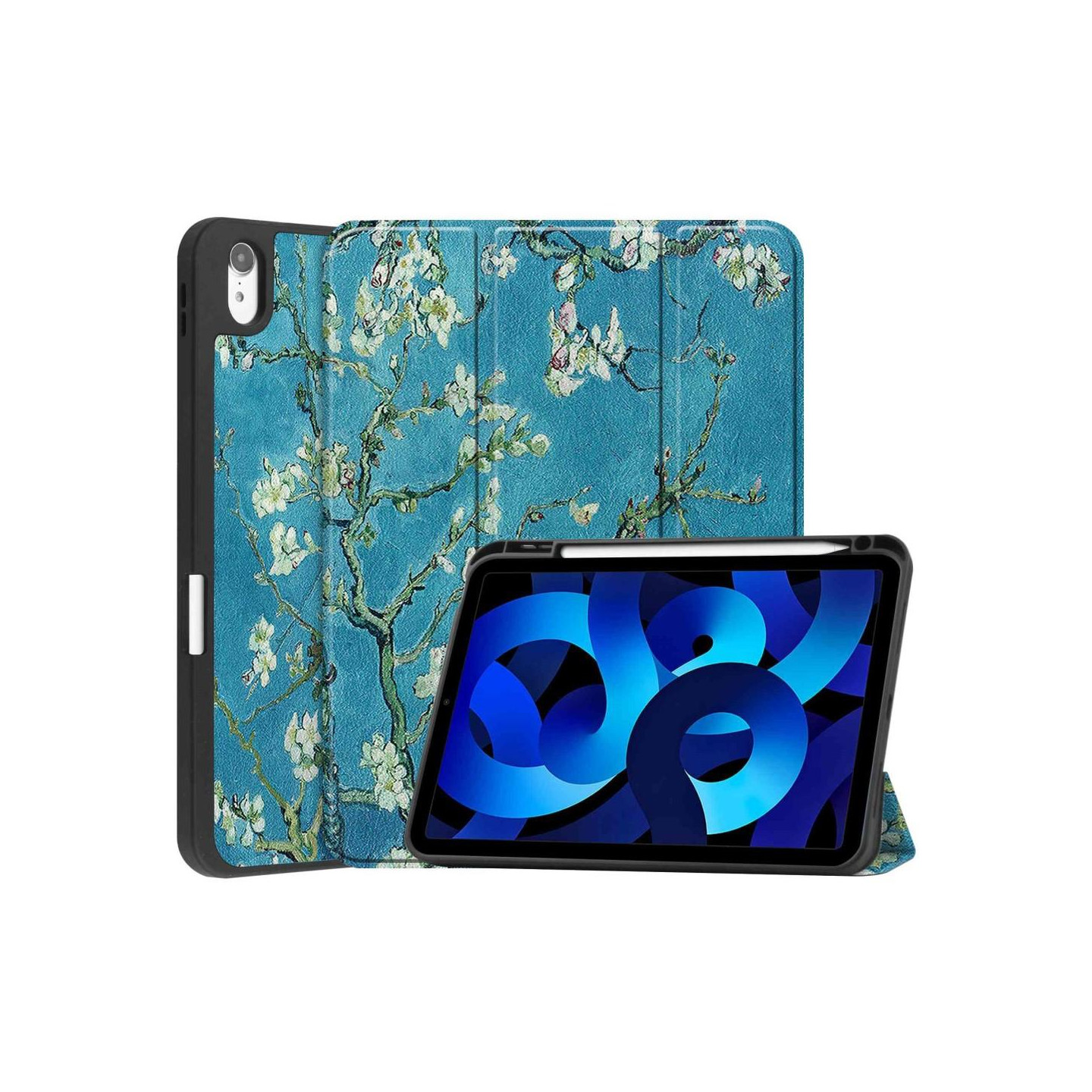 Tri - fold Stand Case for iPad 10.9 (2022) Tablet Cover Pen Holder - Blossom