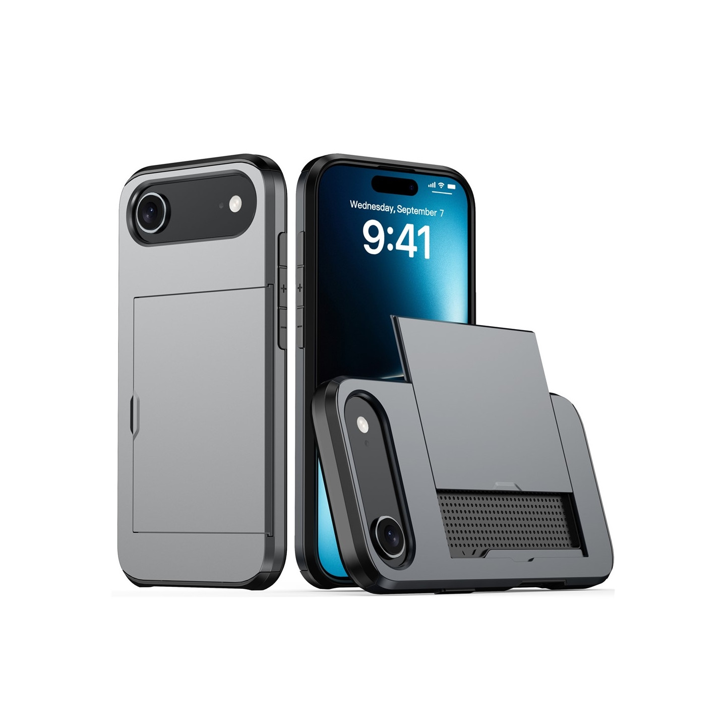 AMORUS For iPhone Air Deksel med Skyvbar Kortholder PC TPU Bakdeksel